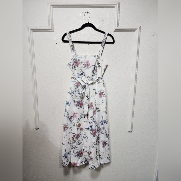 Lulus Sunny Posture Ivory Floral Sleeveless Midi Dress S Wedding Party Vacation - Picture 6 of 10